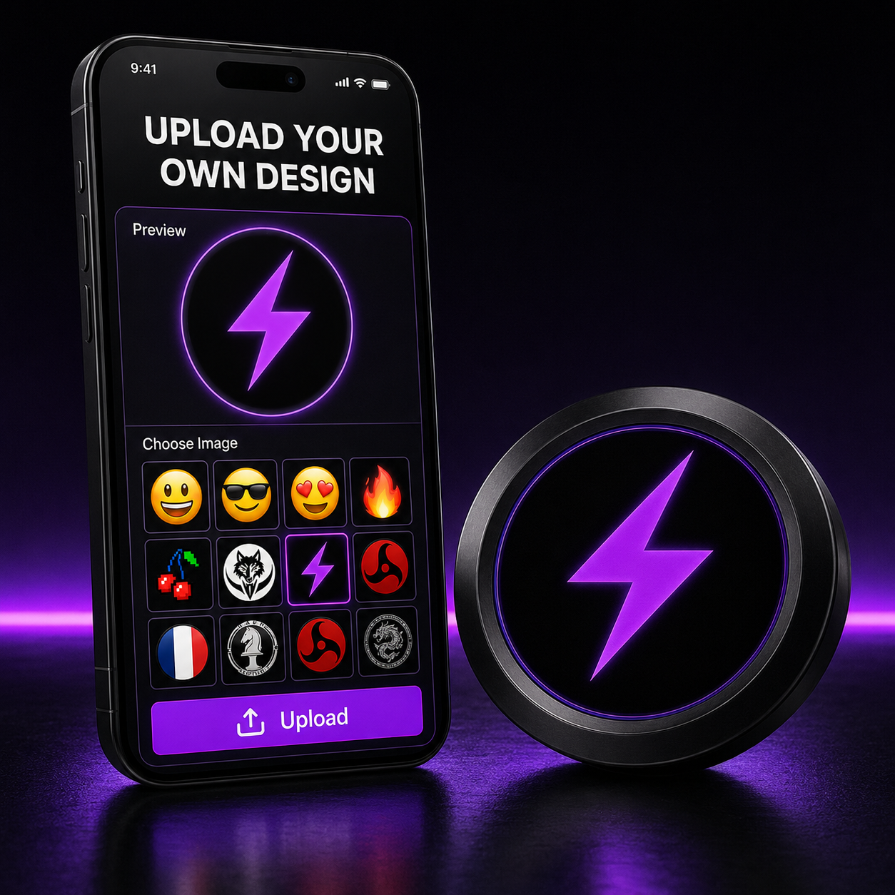 Upload your own design through the compatible control app
